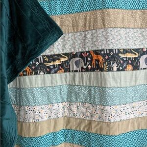 Quilt  Striped Patchwork | Soft Fleece Back | Handmade